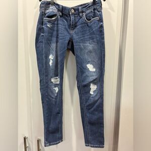 White House Black Market Girlfriend Jeans 2P | Distressed Mid-Rise Denim